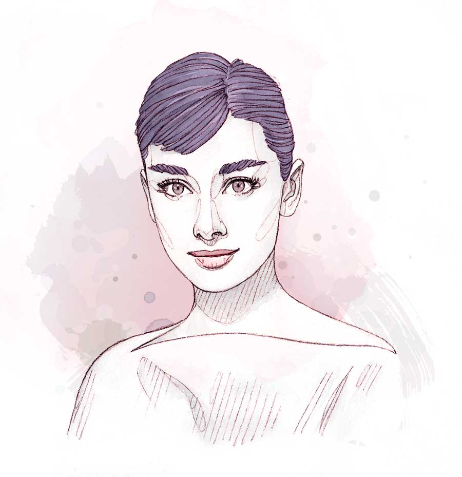 Portrait d'Audrey Hepburn miniature
